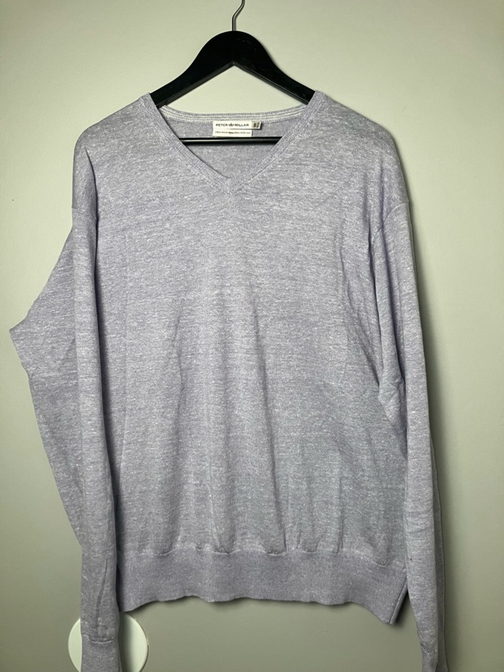 Peter Millar Men's Pullover Lavender Sweater Merino Wool Linen Size XL